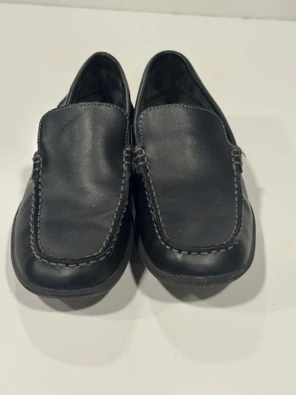 Kenneth Cole Reaction Driving Dime Black Faux Leather Moccasin Shoes 4.5Y